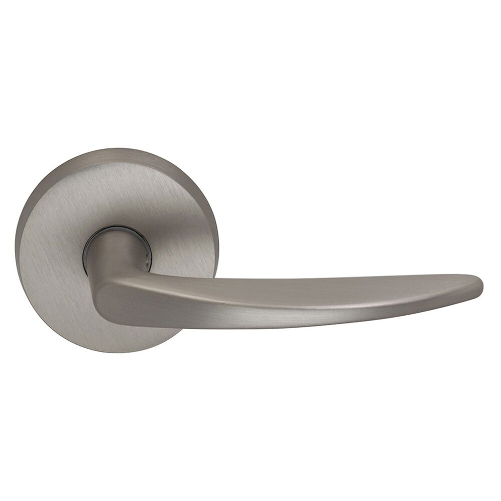 Passage Tapered Lever with Round Rose in Satin Nickel Lacquered