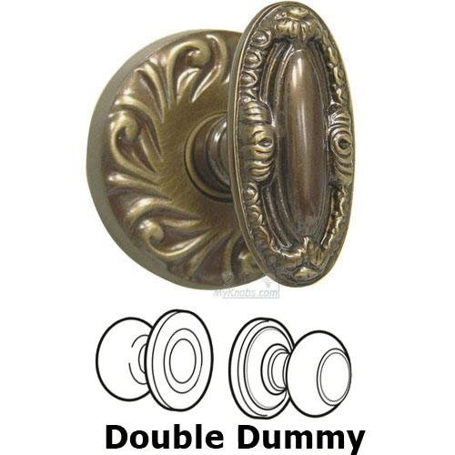 Double Dummy Set Ornate Carved Oval Knob with Carved Rosette in Shaded Bronze Lacquered