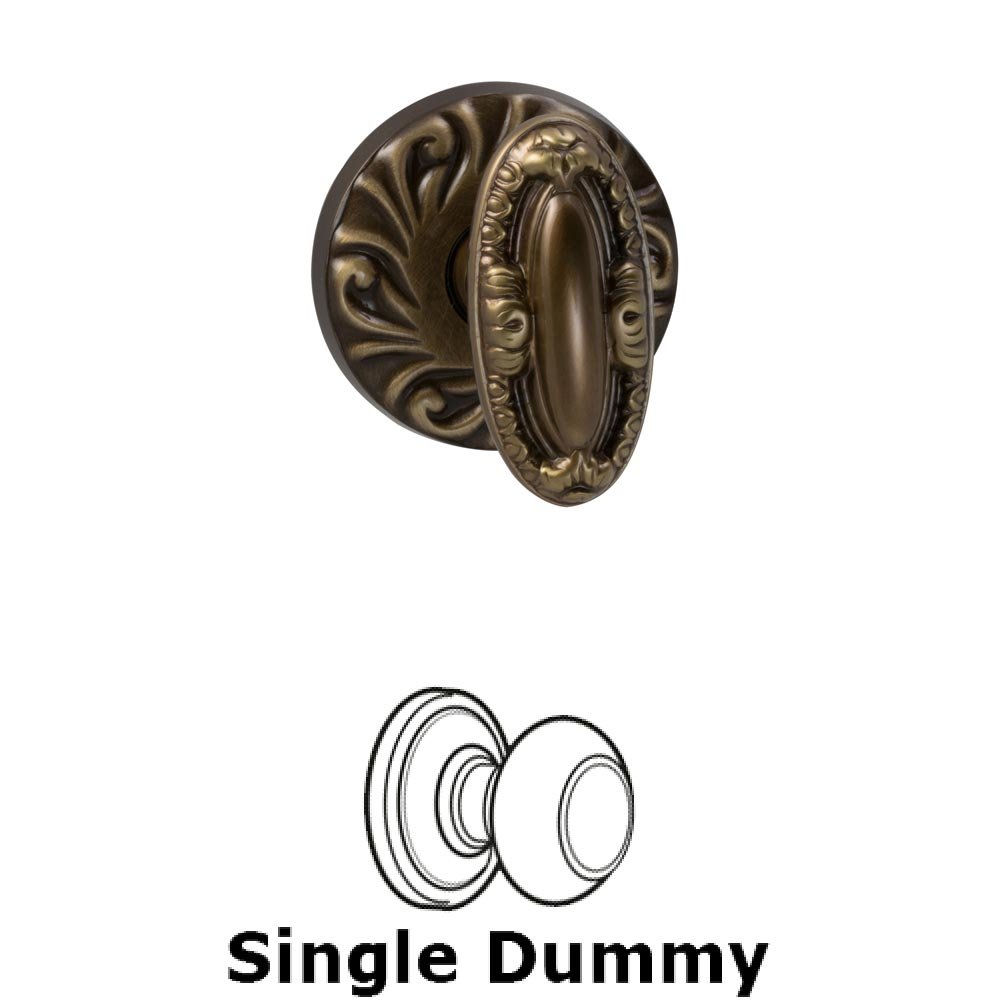 Single Dummy Ornate Carved Oval Knob with Carved Rosette in Shaded Bronze Lacquered
