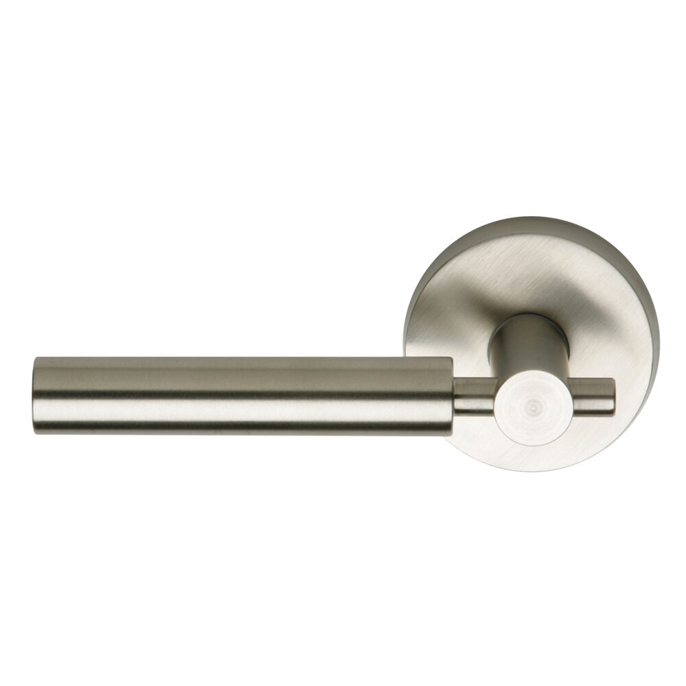 Double Dummy Euro Left Handed Lever with Plain Rosette in Brushed Stainless Steel