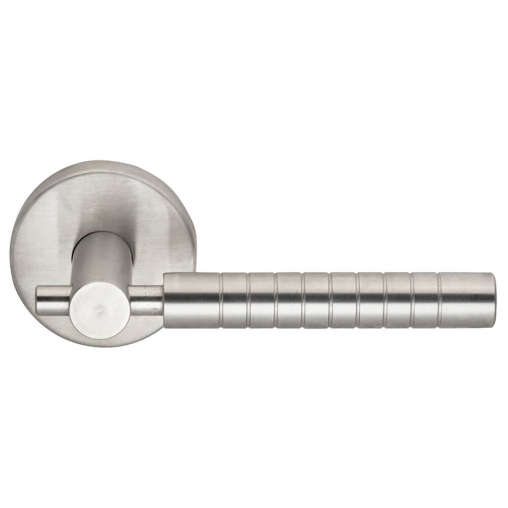 Passage Euro Ridge Right Handed Lever with Plain Rosette in Brushed Stainless Steel