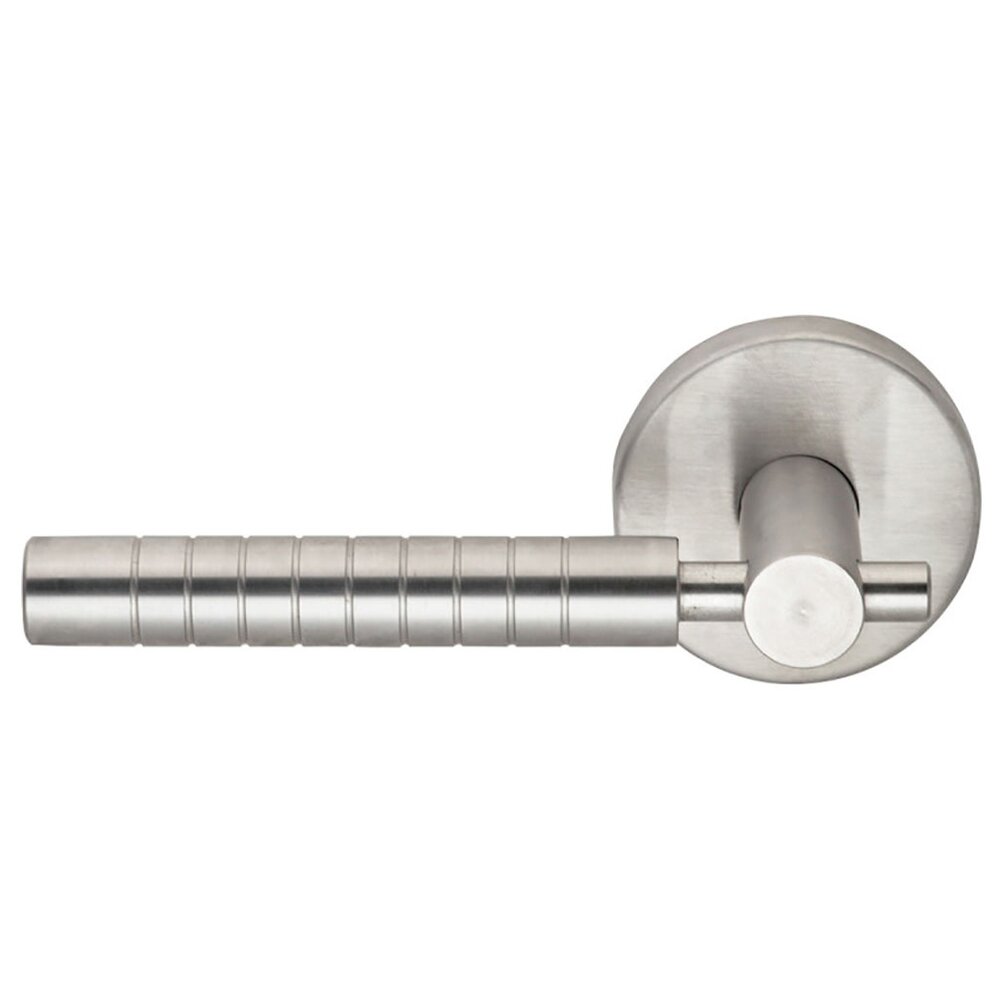 Passage Euro Ridge Left Handed Lever with Plain Rosette in Brushed Stainless Steel