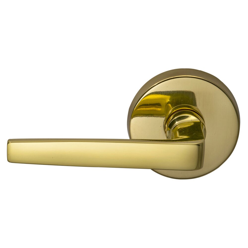 Passage Chicago Left Handed Lever with Plain Rosette in Polished Brass Lacquered