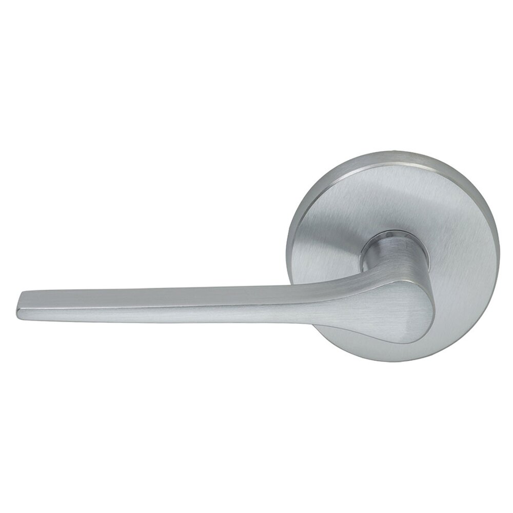Privacy Thin Taper Left Handed Lever with Plain Rosette in Satin Chrome