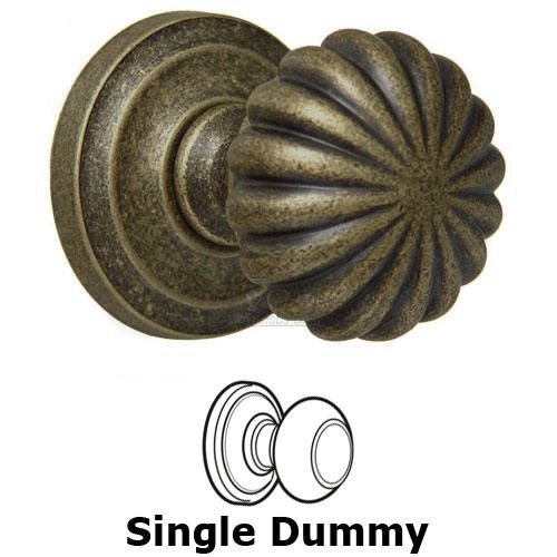Single Dummy Classic 2 3/8" Melon Knob with Radial Rosette in Vintage Brass