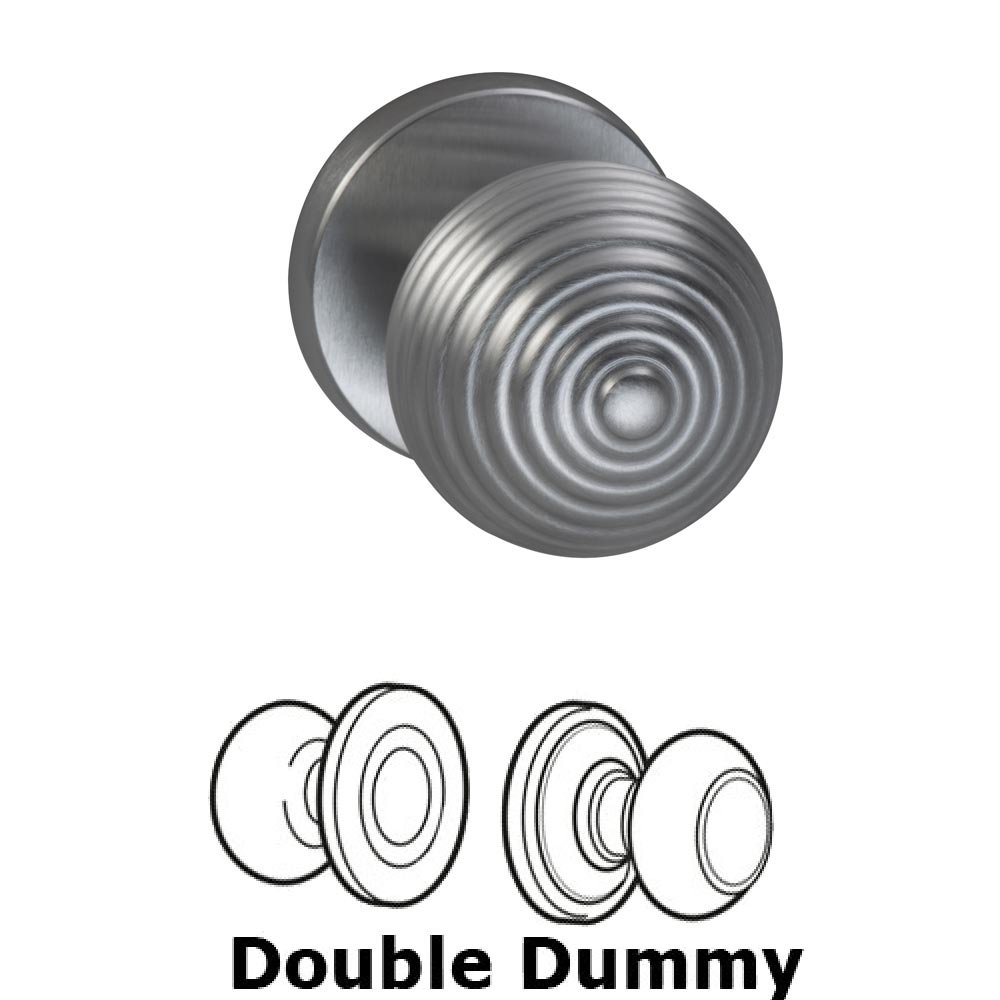 Double Dummy Set Modern 2 3/8" Astro Knob with Plain Rosette in Satin Chrome