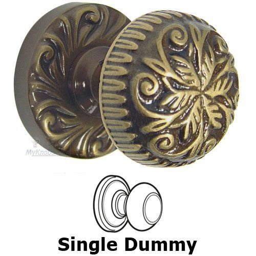 Single Dummy Ornate Pinwheel Knob with Carved Rosette in Shaded Bronze Lacquered