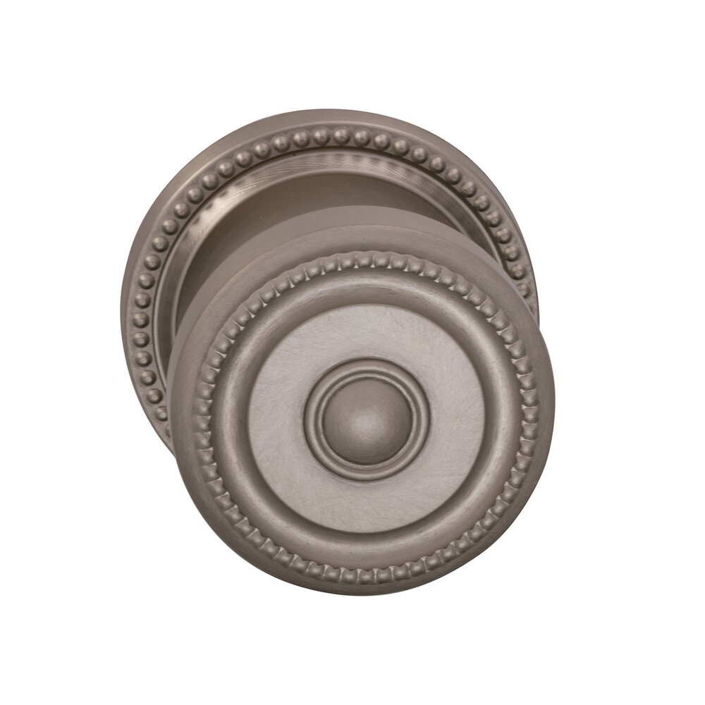 Passage Latchset Classic Beaded Knob with Beaded Rosette in Satin Nickel Lacquered