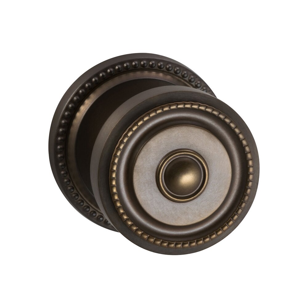 Privacy Traditions Beaded Knob with Beaded Rosette in Antique Bronze Unlacquered