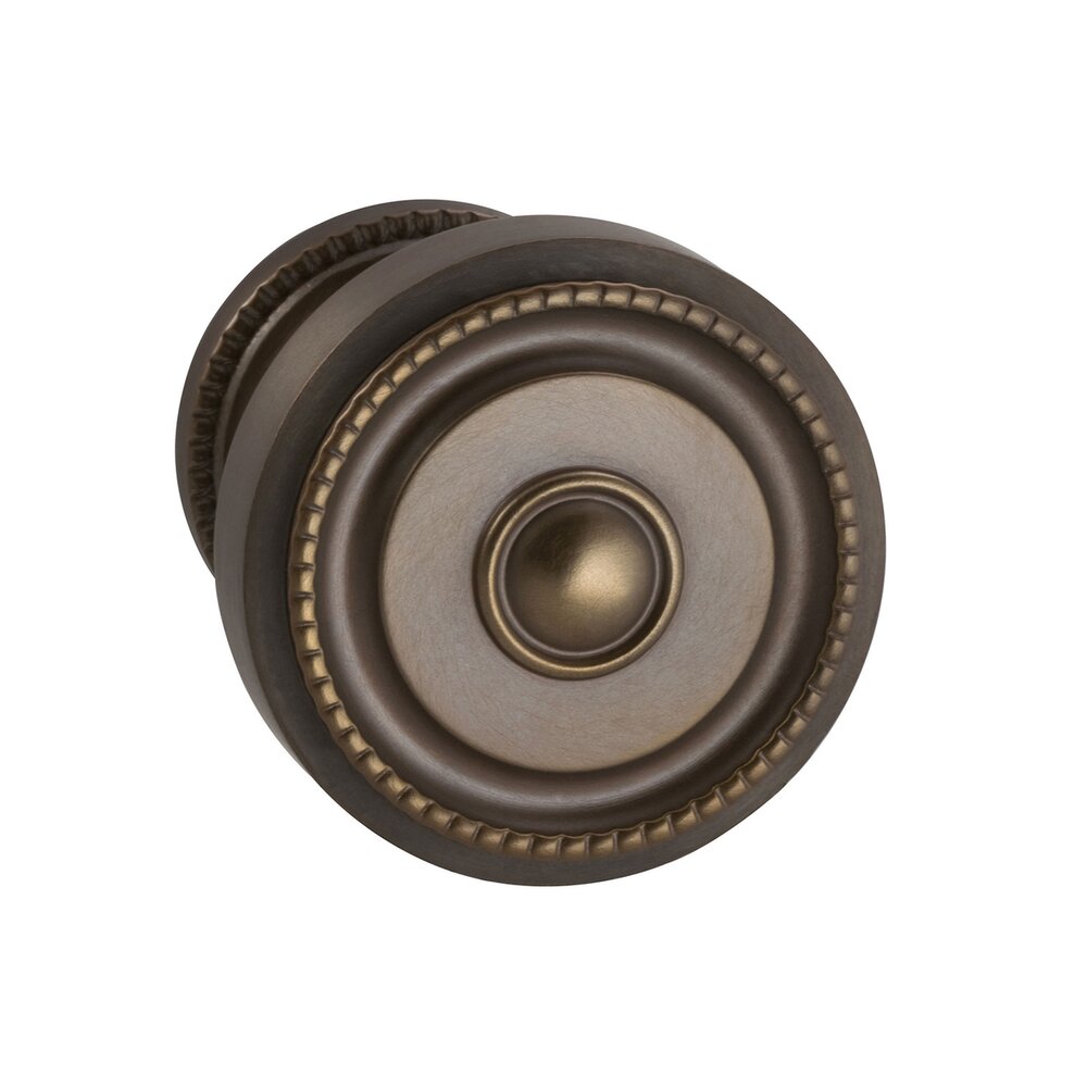 Passage Traditions Beaded Door Knob with Small Beaded Rosette in Antique Bronze Unlacquered