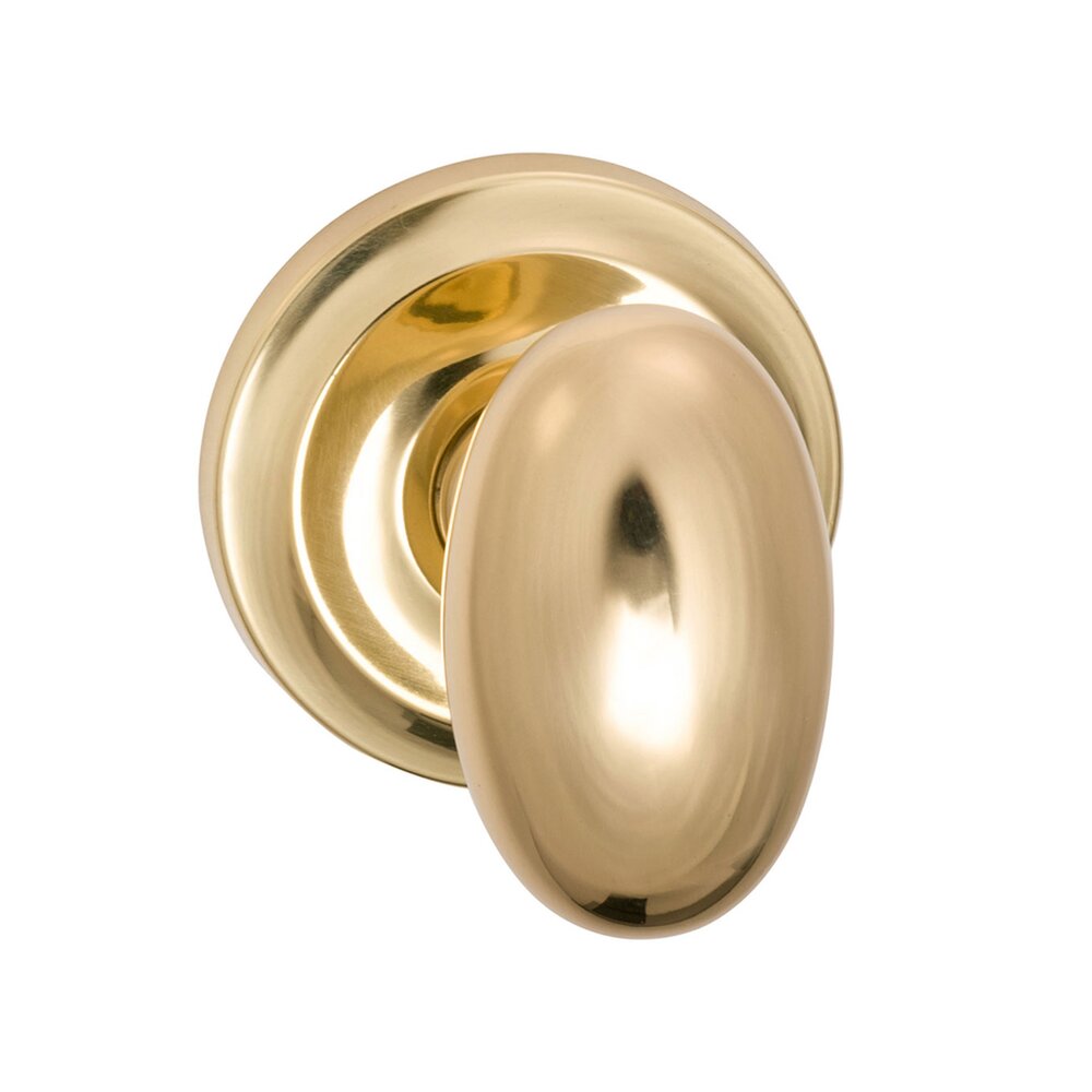 Passage Latchset Classic Egg Knob with Radial Rosette in Polished Brass Lacquered