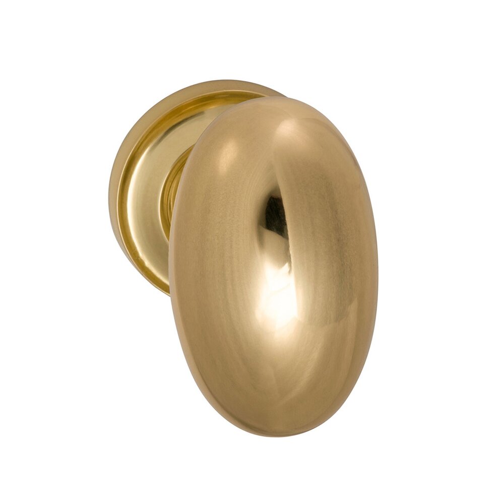 Single Dummy Traditions Classic Egg Door Knob with Small Radial Rosette in Polished Brass Lacquered