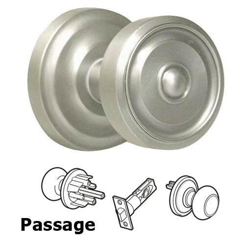 Passage Latchset Classic Ridge Knob with Radial Rosette in Satin Nickel Lacquered