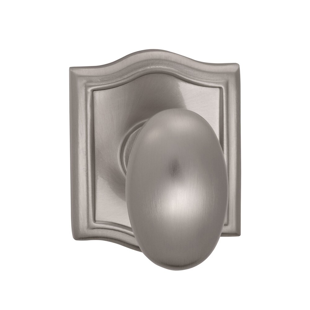 Double Dummy Egg Knob with Arch Rose in Satin Nickel Lacquered