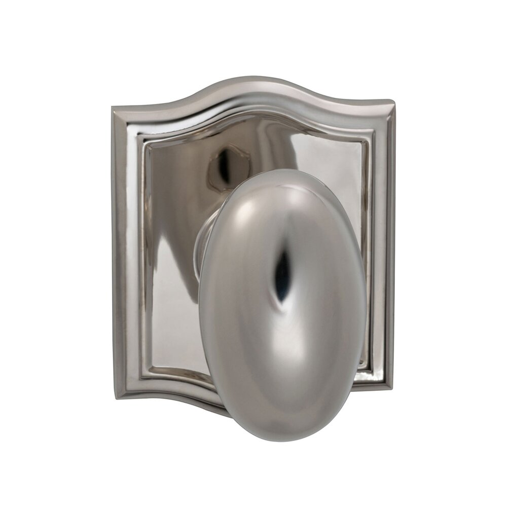Privacy Egg Knob with Arch Rose in Polished Nickel Lacquered