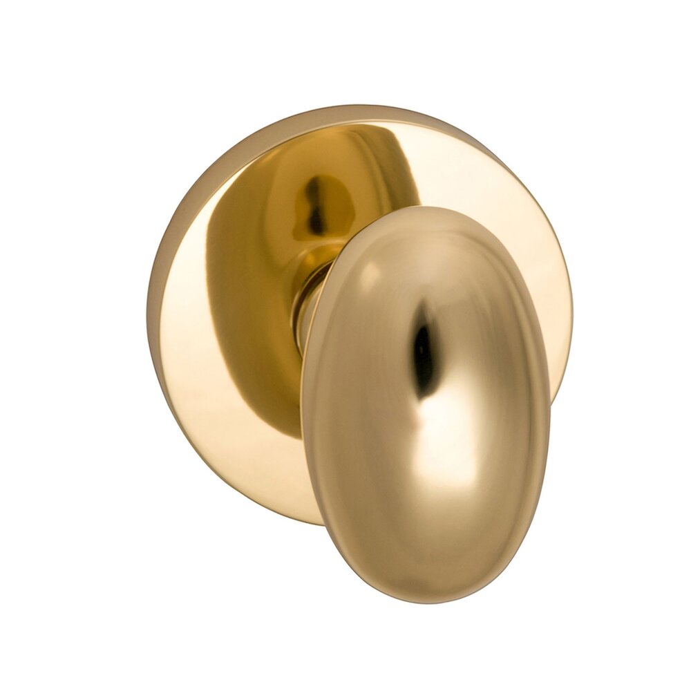 Double Dummy Egg Knob with Modern Rose in Polished Brass Lacquered