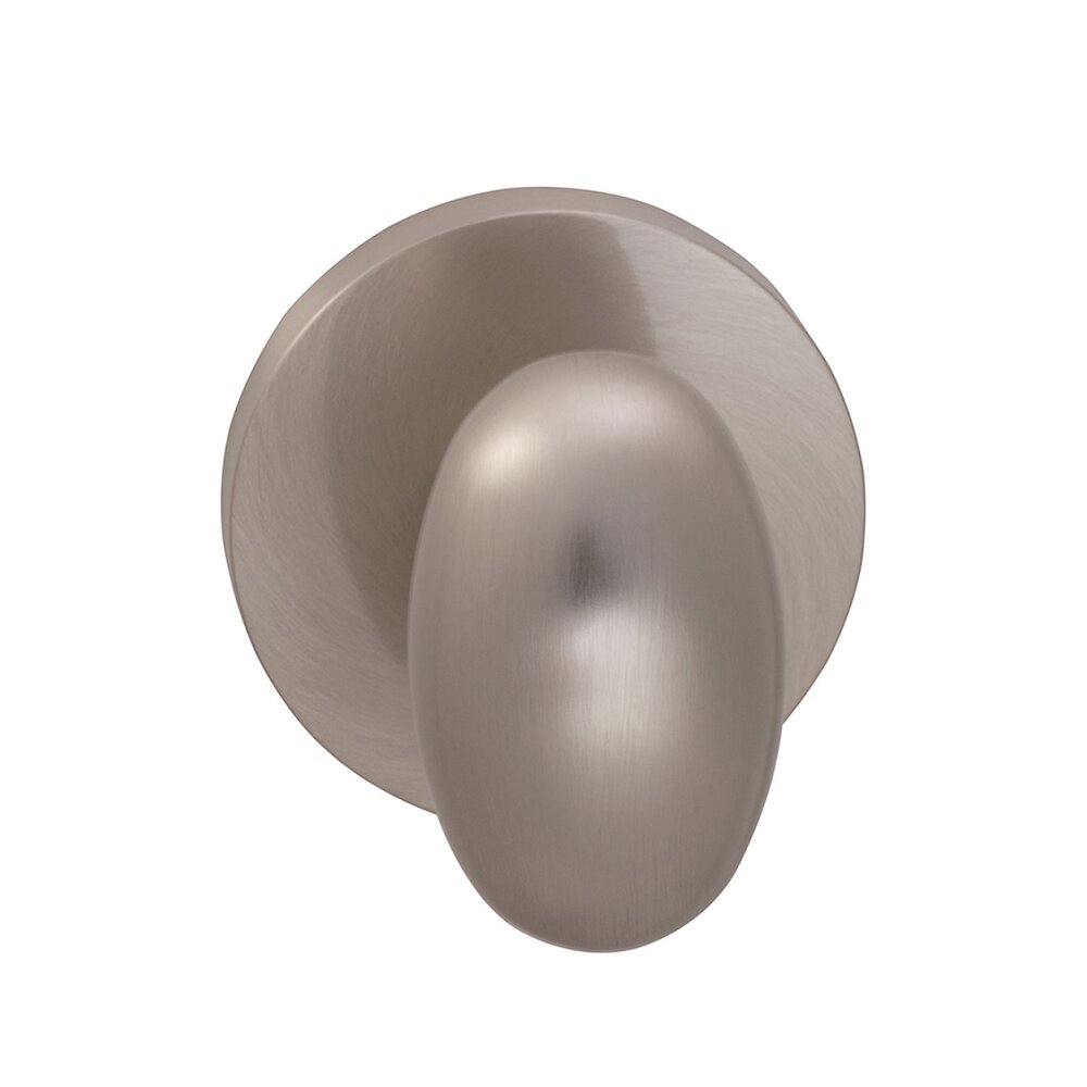 Passage Egg Knob with Modern Rose in Satin Nickel Lacquered