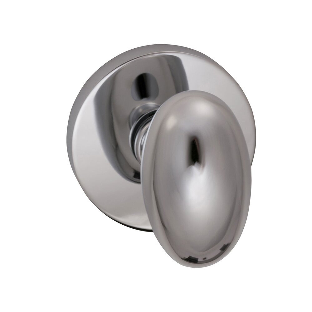 Privacy Egg Knob with Modern Rose in Polished Chrome