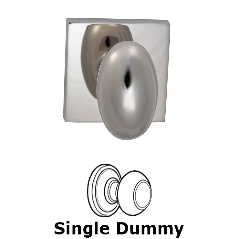 Single Dummy Egg Knob with Square Rose in Polished Nickel Lacquered Plated, Lacquered