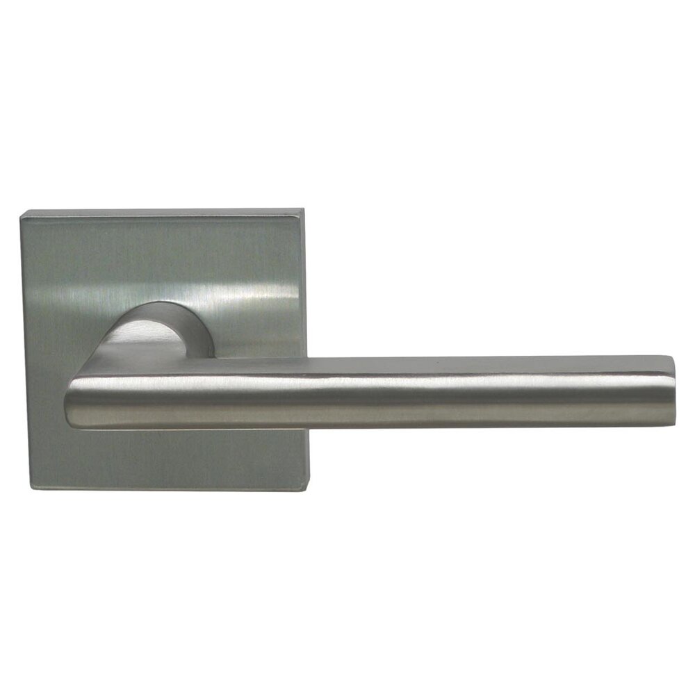 Double Dummy Right Handed Lever with Square Rosette in Brushed Stainless Steel