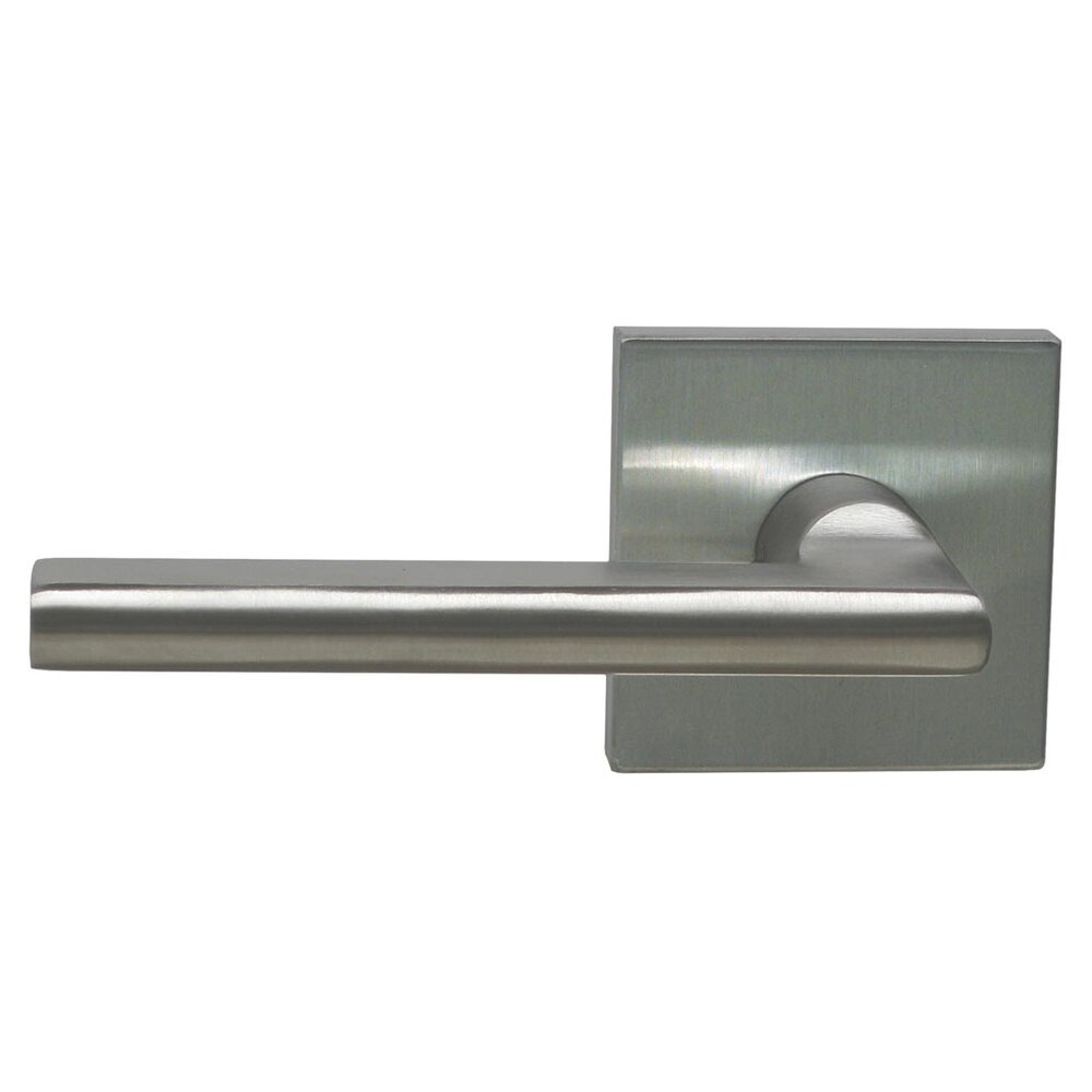 Double Dummy Left Handed Lever with Square Rosette in Brushed Stainless Steel