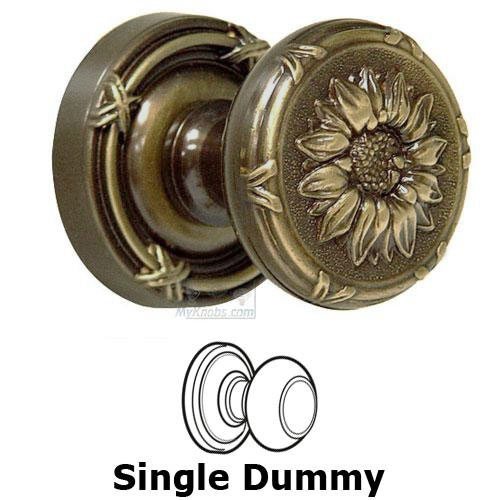 Single Dummy Classic Sunflower Knob with Ribbon and Reed Rosette in Shaded Bronze Lacquered