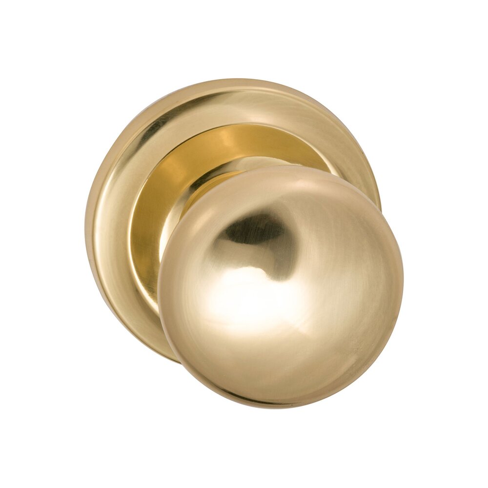 Passage Latchset Classic 2 1/8" Half Round Knob with Radial Rosette in Polished Brass Lacquered