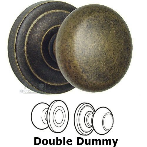 Double Dummy Set Classic 2 1/8" Half Round Knob with Radial Rosette in Vintage Brass
