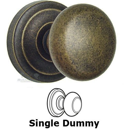 Single Dummy Classic 2 1/8" Half Round Knob with Radial Rosette in Vintage Brass
