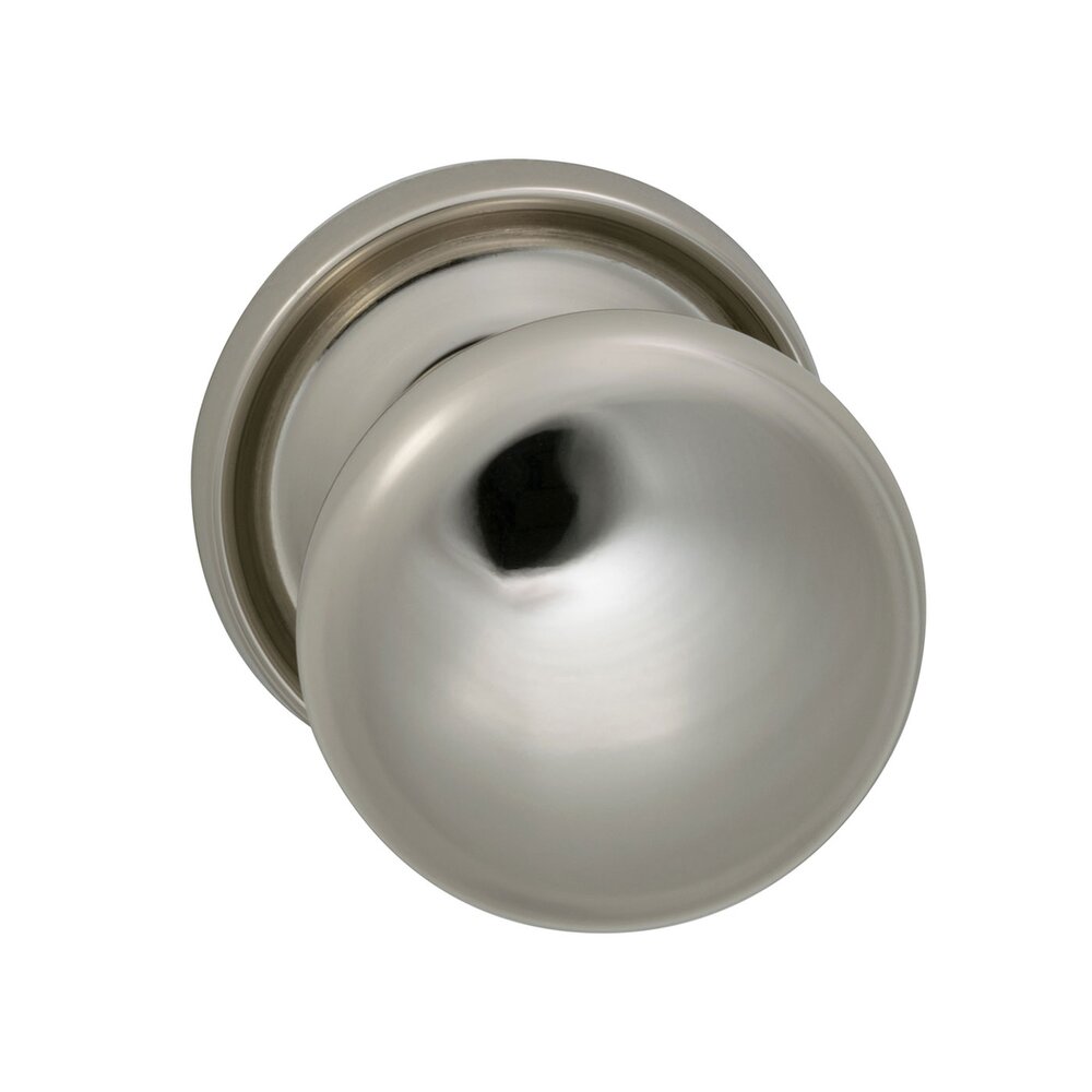 Passage Traditions Half Round Door Knob with Medium Radial Rosette in Polished Nickel Lacquered