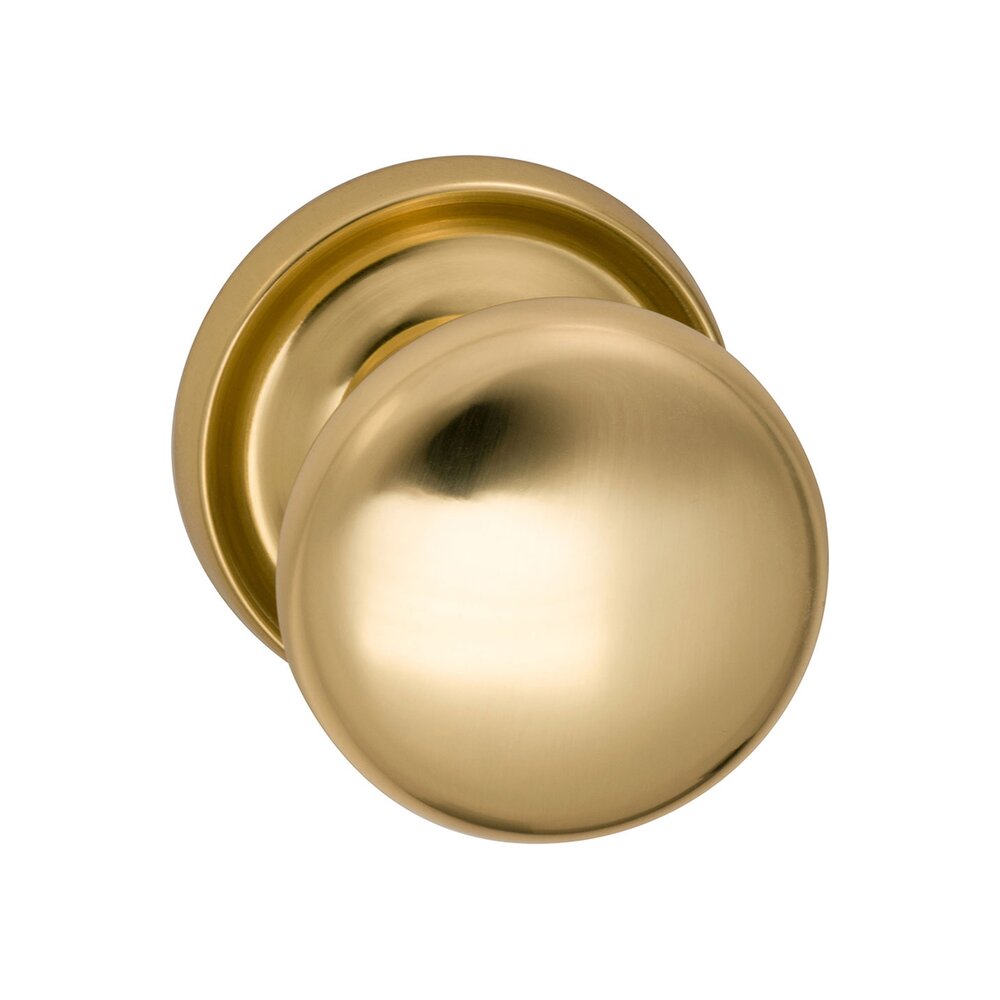 Passage Traditions Half Round Door Knob with Medium Radial Rosette in Polished Brass Lacquered