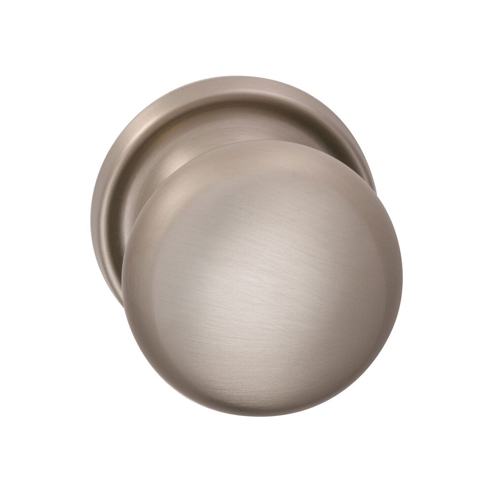 Single Dummy Traditions Half Round Door Knob with Medium Radial Rosette in Satin Nickel Lacquered