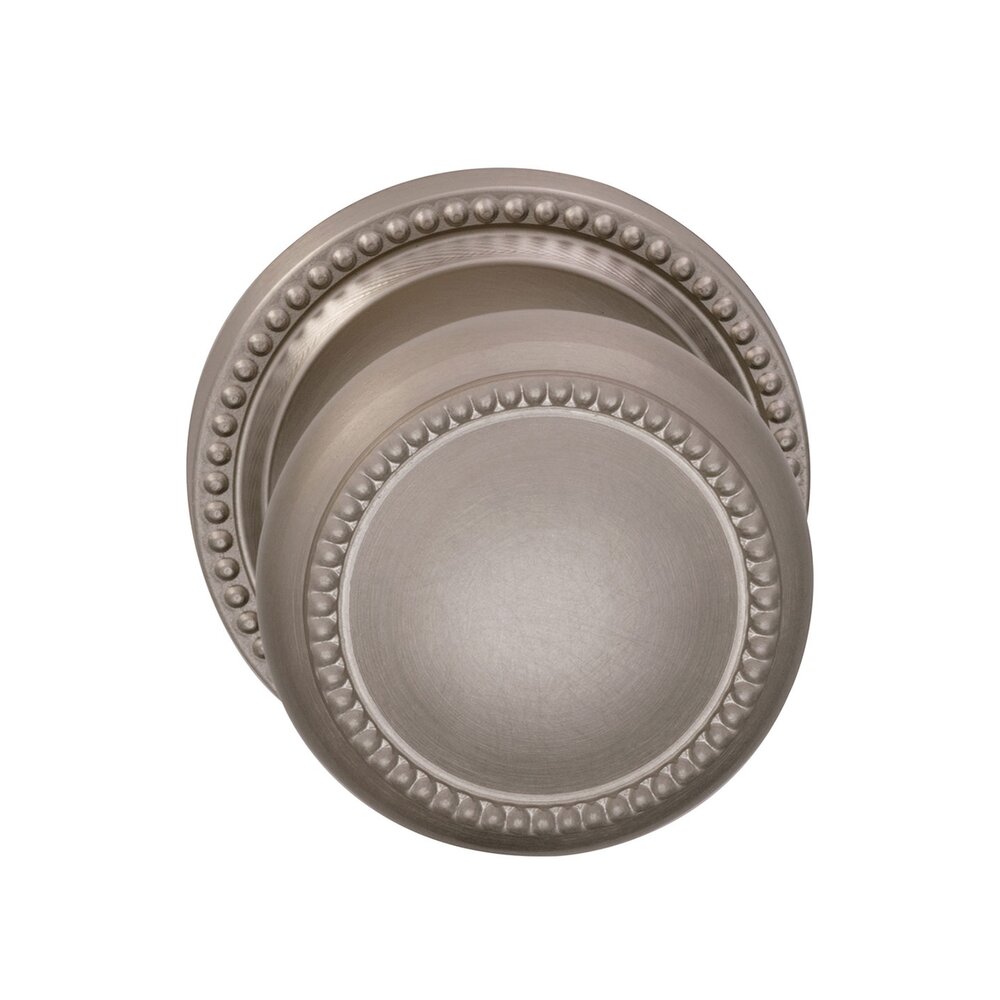 Passage Traditions Beaded Knob with Beaded Rosette in Satin Nickel Lacquered