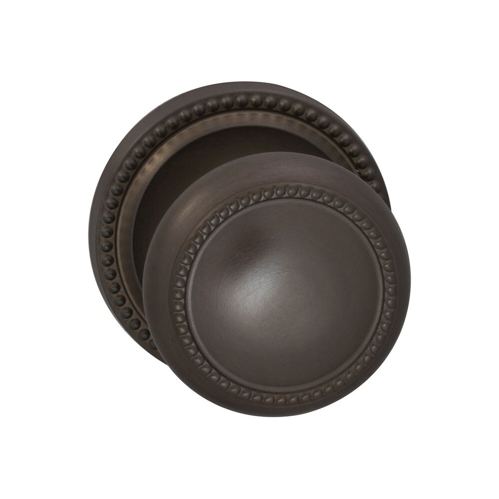 Privacy Traditions Beaded Knob with Beaded Rosette in Antique Bronze Unlacquered