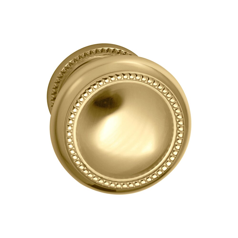 Passage Traditions Beaded Door Knob with Small Beaded Rosette in Polished Brass Unlacquered