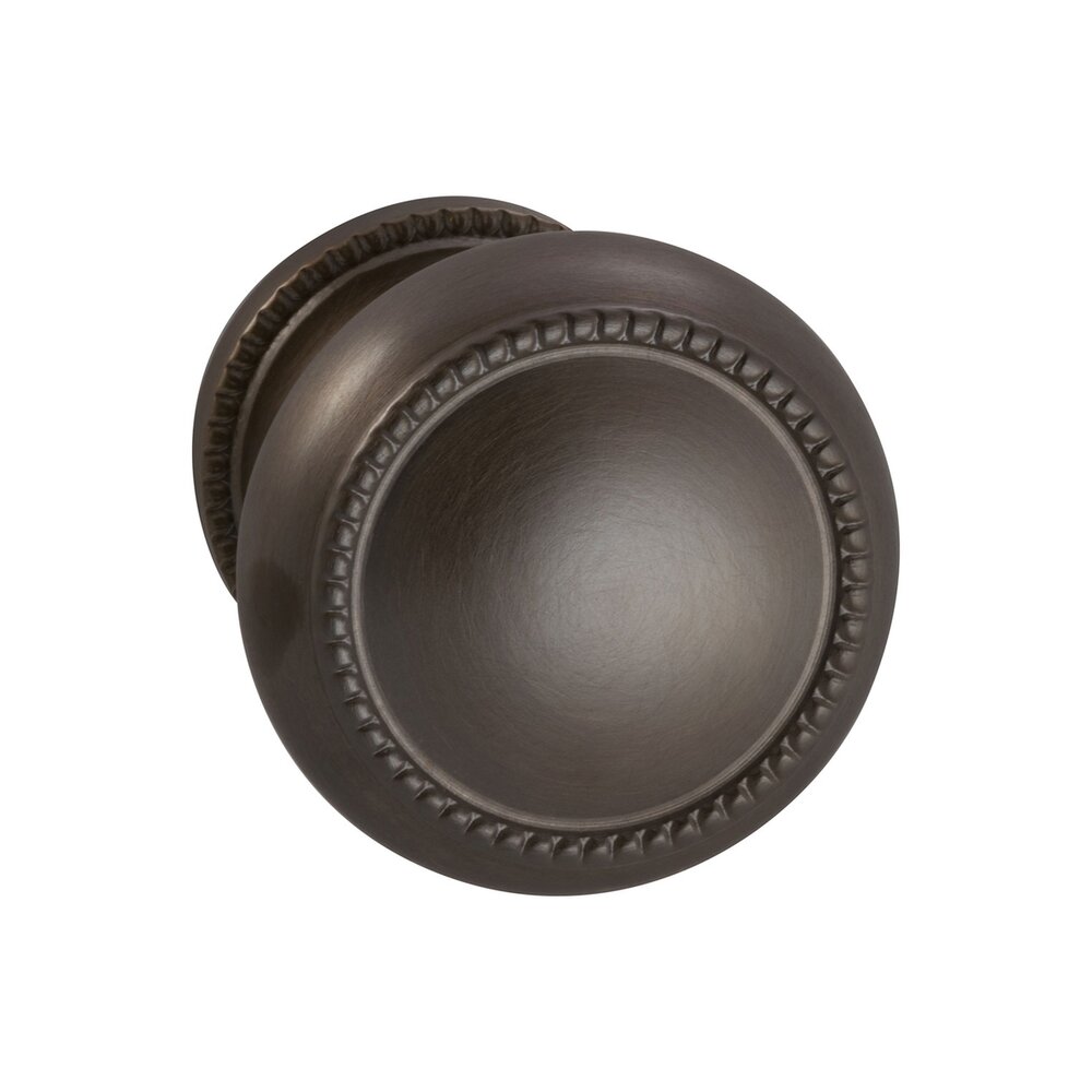 Passage Traditions Beaded Door Knob with Small Beaded Rosette in Antique Bronze Unlacquered