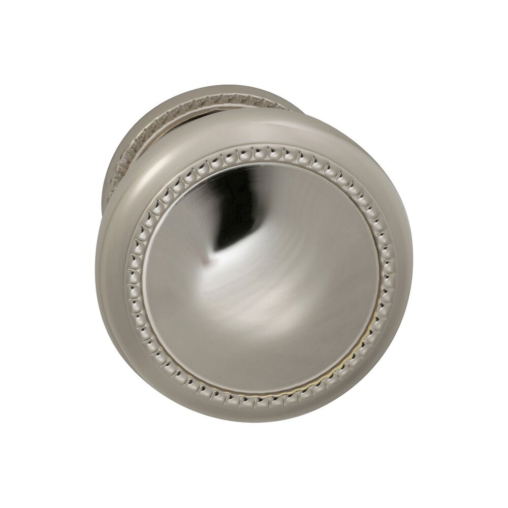 Single Dummy Traditions Beaded Door Knob with Small Beaded Rosette in Polished Nickel Lacquered