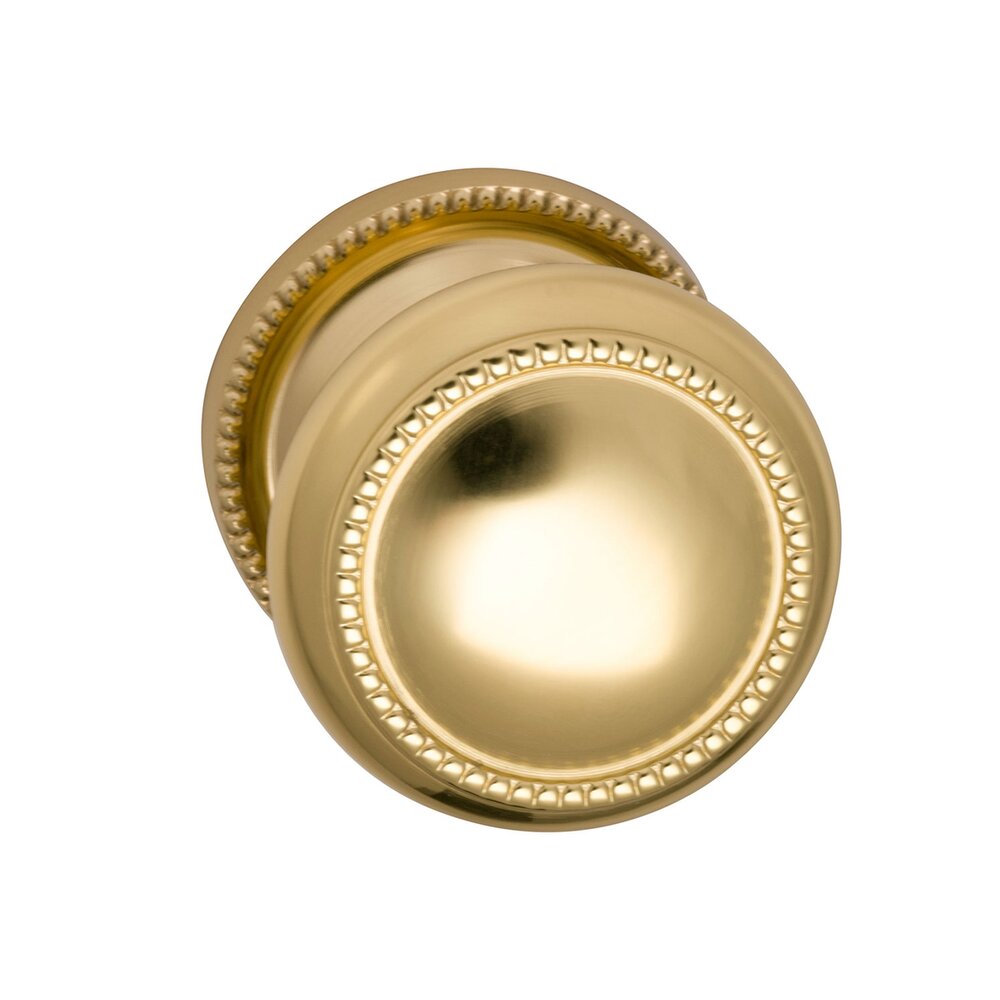 Passage Traditions Beaded Door Knob with Medium Beaded Rosette in Polished Brass Lacquered
