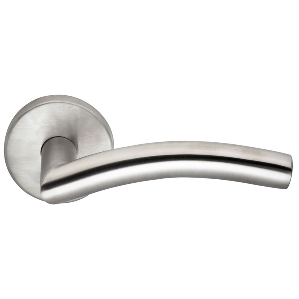 Passage Arch Right Handed Lever with Plain Rosette in Brushed Stainless Steel