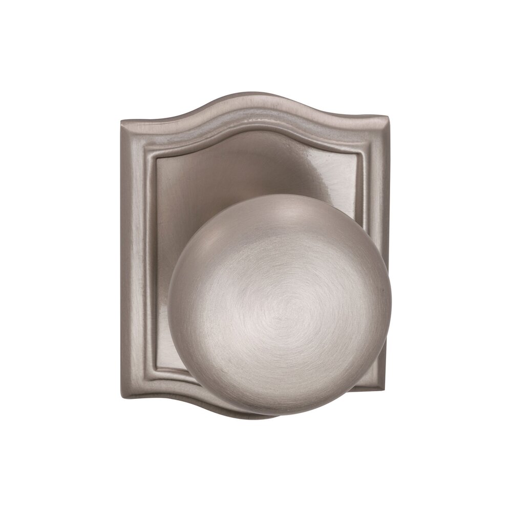 Double Dummy Colonial Knob with Arch Rose in Satin Nickel Lacquered