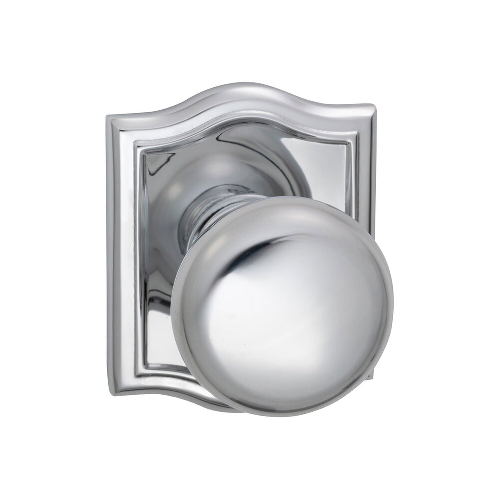 Single Dummy Colonial Knob with Arch Rose in Polished Chrome