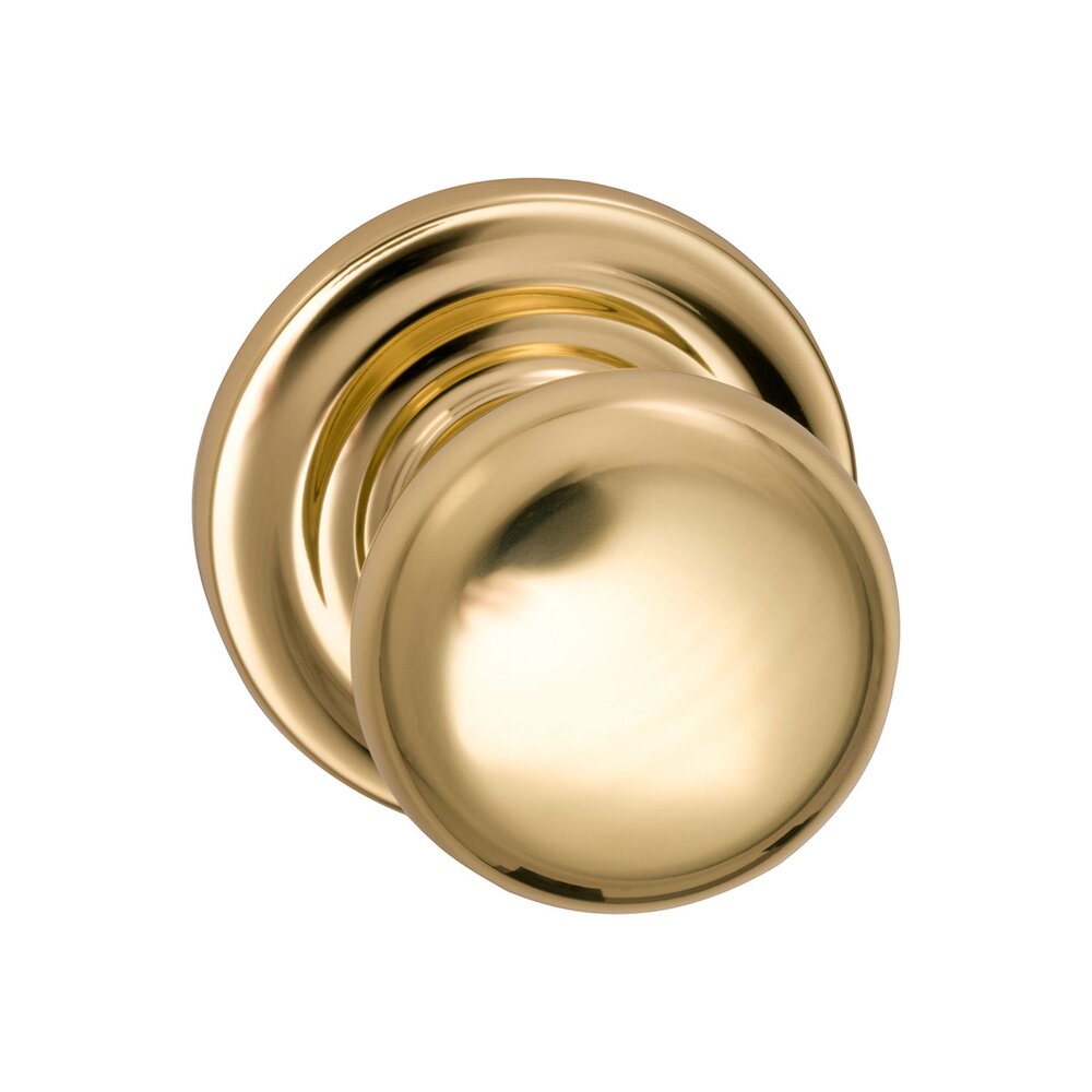 Double Dummy Colonial Knob  with Traditional Rose in Polished Brass Unlacquered