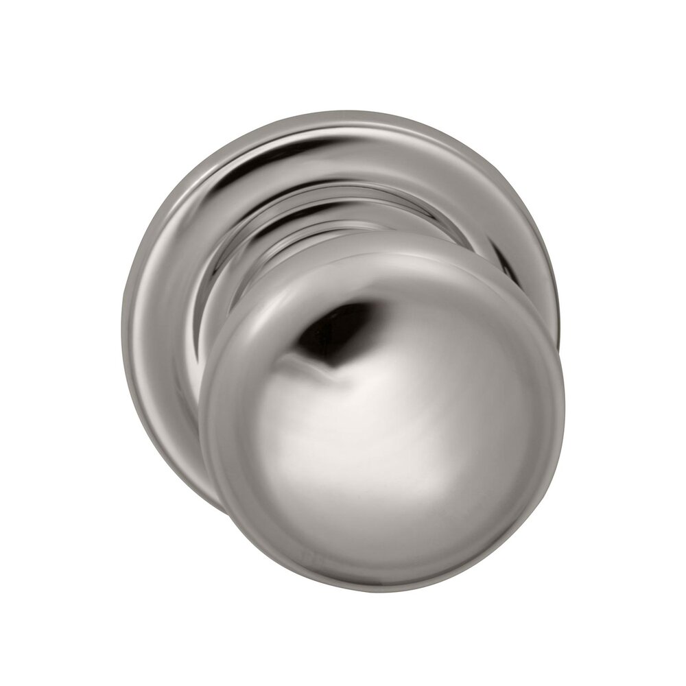 Privacy Colonial Knob with Traditional Rose in Polished Nickel Lacquered