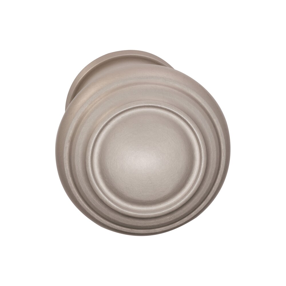 Passage Traditions Contoured Door Knob with Small Radial Rosette in Satin Nickel Lacquered