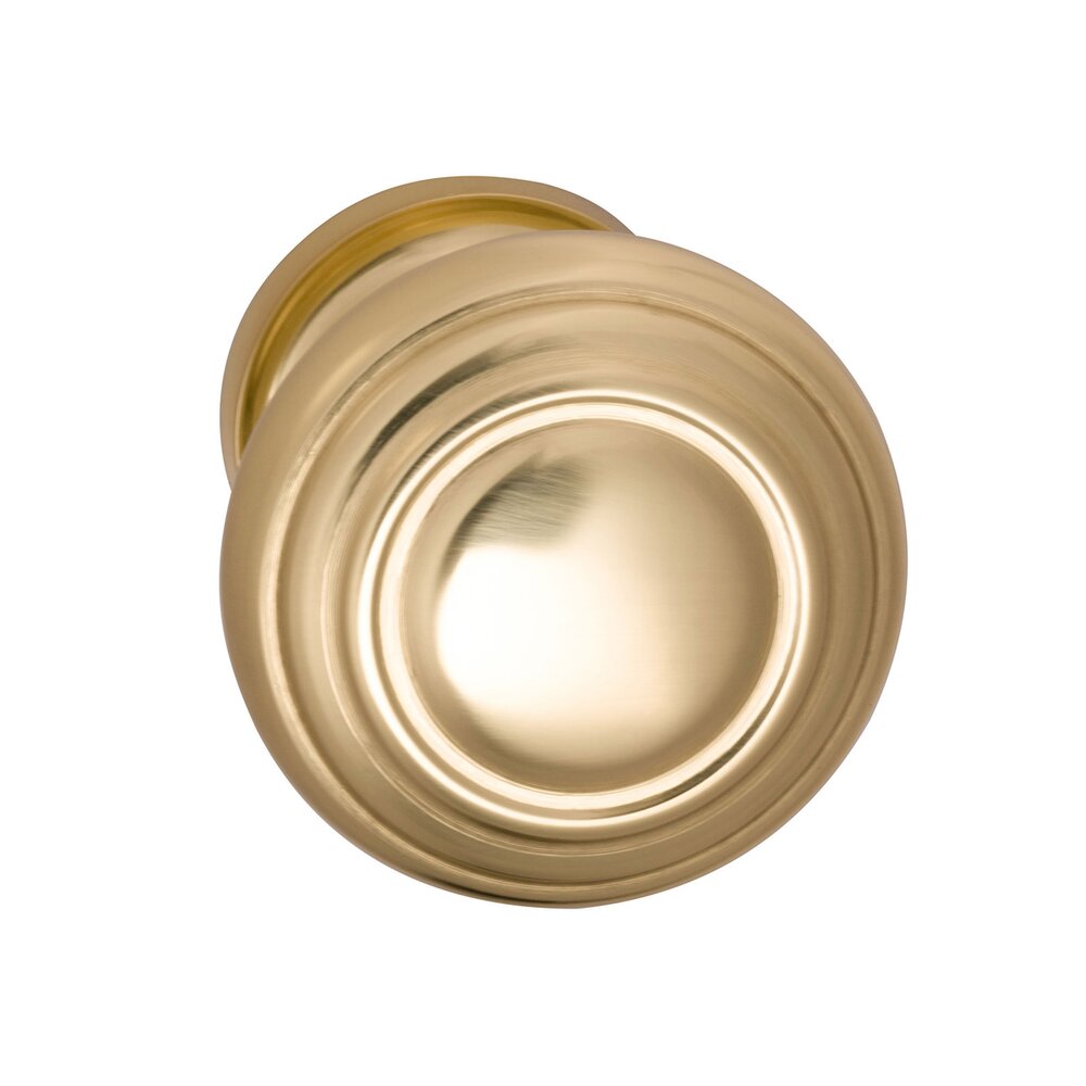 Passage Traditions Contoured Door Knob with Small Radial Rosette in Polished Brass Lacquered