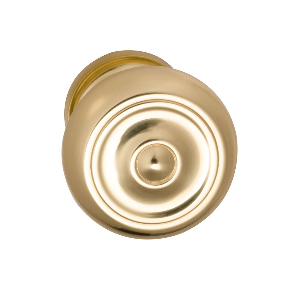 Passage Traditions Classic Door Knob with Small Radial Rosette in Polished Brass Unlacquered