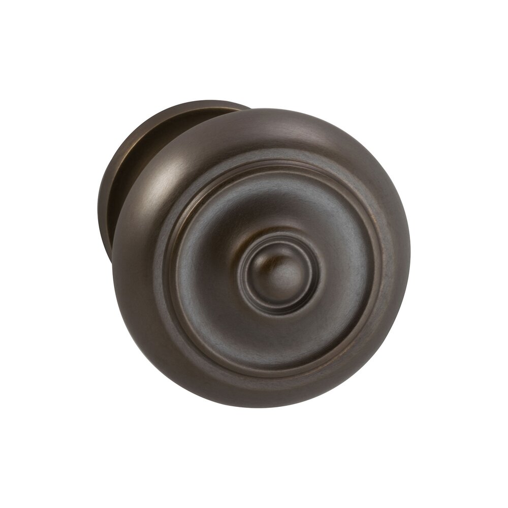 Passage Traditions Classic Door Knob with Small Radial Rosette in Antique Bronze Unlacquered