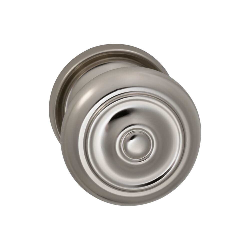 Passage Traditions Classic Door Knob with Medium Radial Rosette in Polished Nickel Lacquered