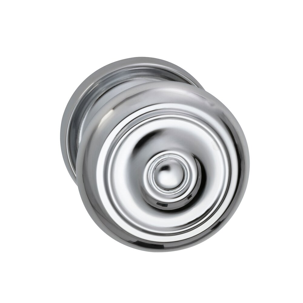 Passage Traditions Classic Door Knob with Medium Radial Rosette in Polished Chrome