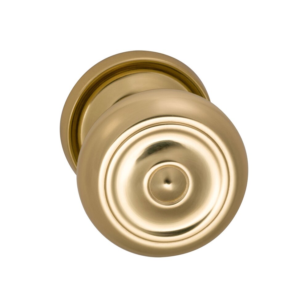 Passage Traditions Classic Door Knob with Medium Radial Rosette in Polished Brass Lacquered